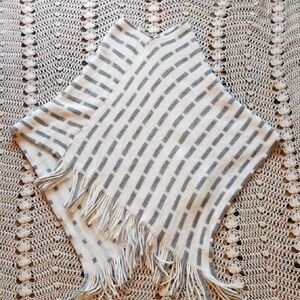 Francesca's Reversible Gray and White Striped Poncho